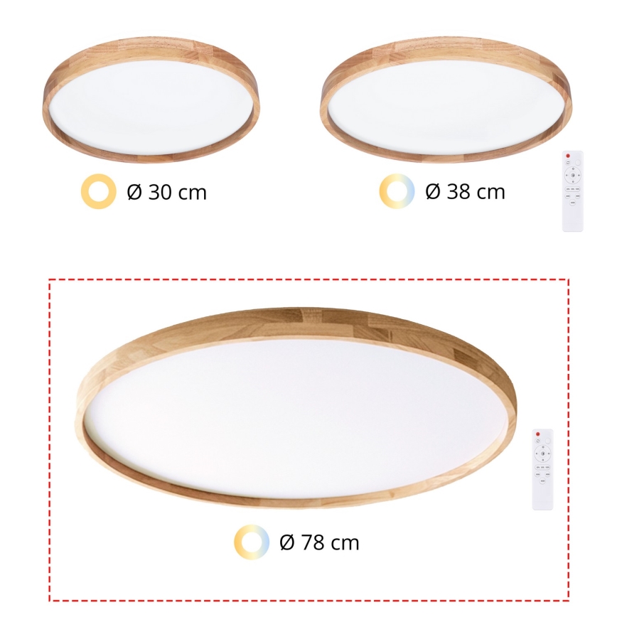 Brilagi - Zatemnjevalna LED stropna svetilka ALSON LED/72W/230V 3000-6500K hrast, premer 78 cm + daljinski upravljalnik