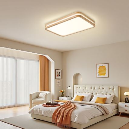 Brilagi - Zatemnjiva stropna LED svetilka MOLINA SQUARE LED/54W/230V 3000-6000K hrast 60x40 cm + daljinski upravljalnik