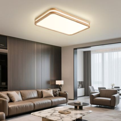 Brilagi - Zatemnjiva stropna LED svetilka MOLINA SQUARE LED/54W/230V 3000-6000K hrast 60x40 cm + daljinski upravljalnik