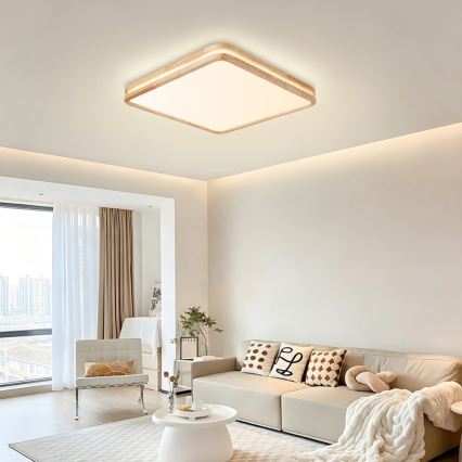 Brilagi - Zatemnjevalna LED stropna svetilka MOLINA SQUARE LED/80W/230V 3000-6000K hrast 60x60 cm + daljinski upravljalnik
