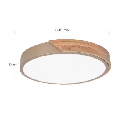 BRILAGI - LED zatemnljivo stropno svetilo PILANA LED/48W/230V 3000-6500K hrast/zlata Ø 40 cm + daljinski upravljalnik