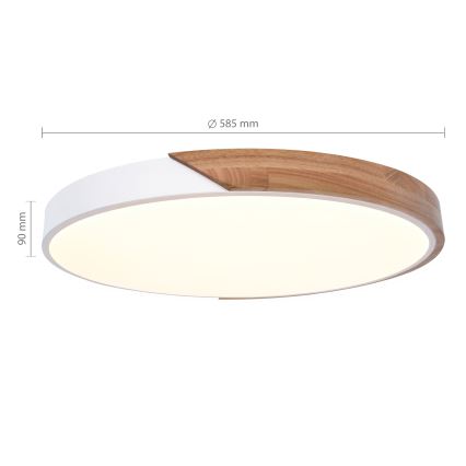 Brilagi - Zatemnjiva LED stropna svetilka PILANA LED/60W/230V 3000-6500K hrast/bela premer 60 cm + daljinski upravljalnik