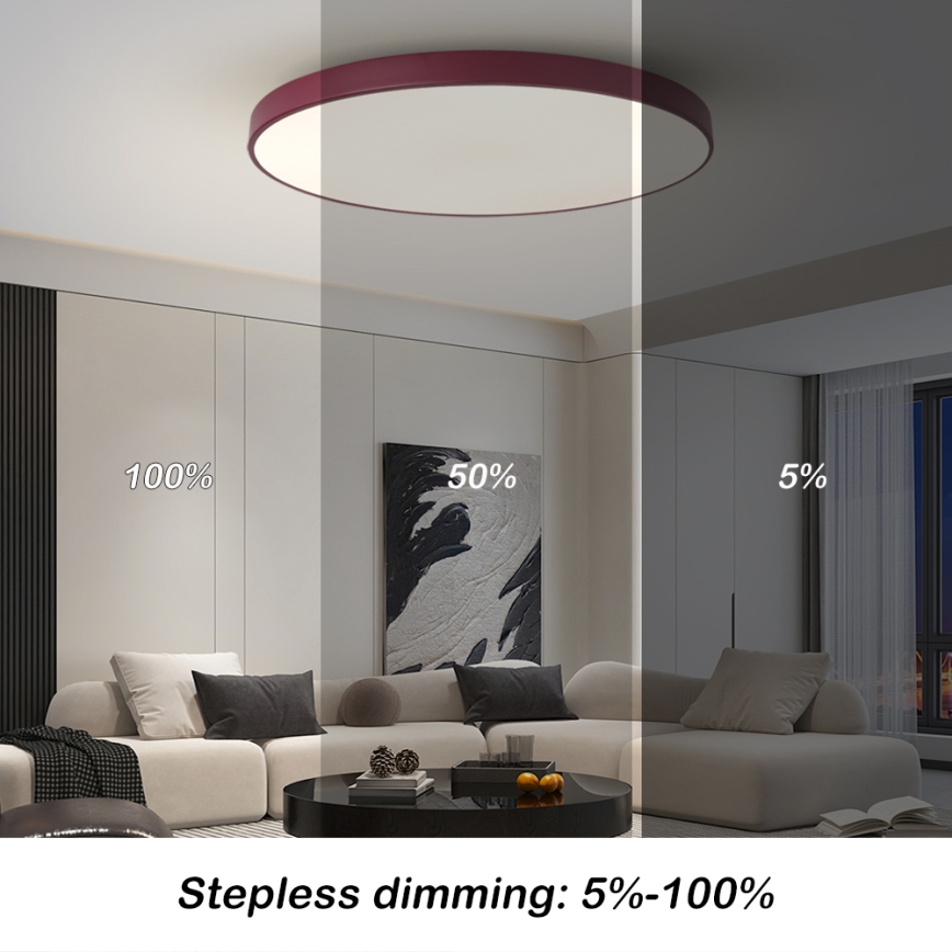 Brilagi - Zatemnjevalna LED svetilka POOL SMART LED/100W/230V, premer 80 cm, Wi‑Fi Tuya + daljinski upravljalnik, bordo