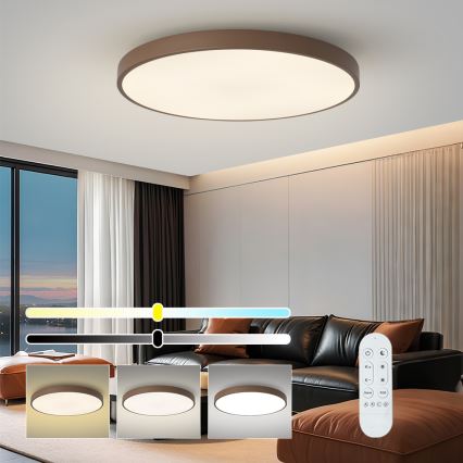 Brilagi - LED svetilka z nastavljivo svetlostjo POOL SMART LED/128W/230V, premer 100 cm, 3000-6000K, Wi-Fi Tuya + daljinski upravljalnik, rjava