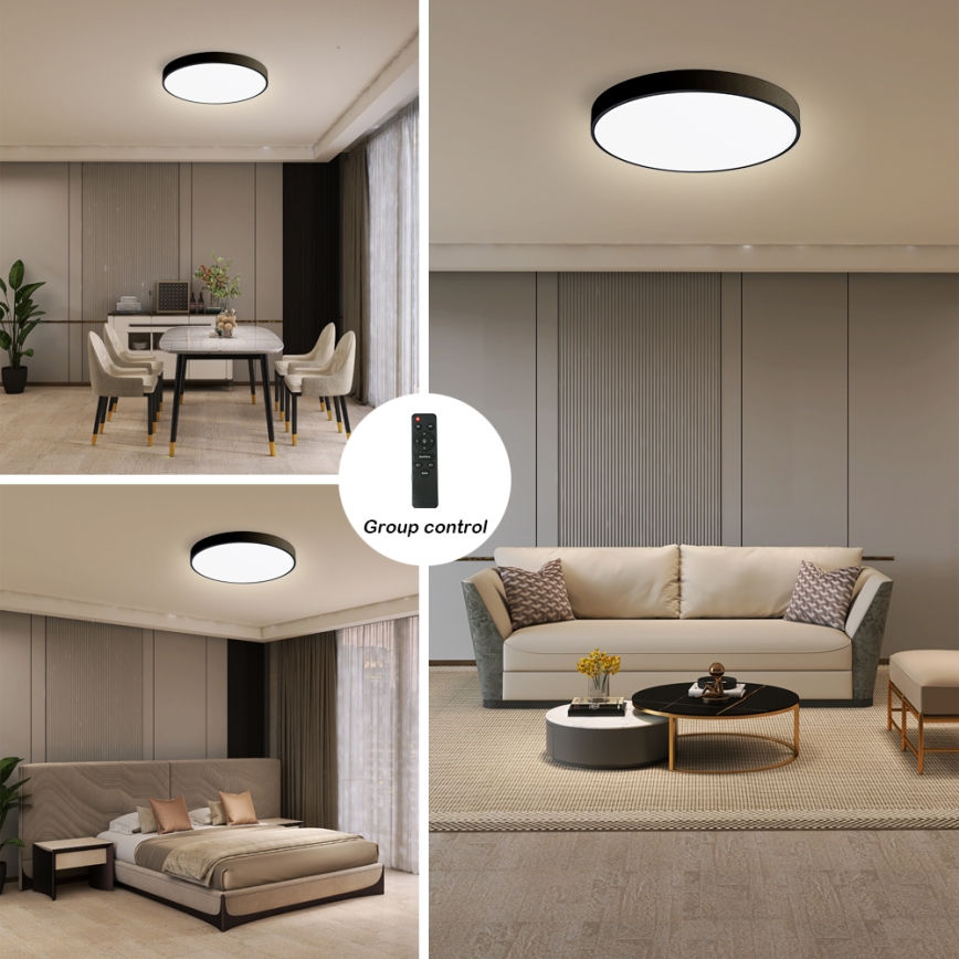Brilagi - LED zatemnjiva stropna svetilka POOL SMART LED/48W/230V 40 cm 3000-6000K Wi-Fi Tuya + daljinski upravljalnik črna
