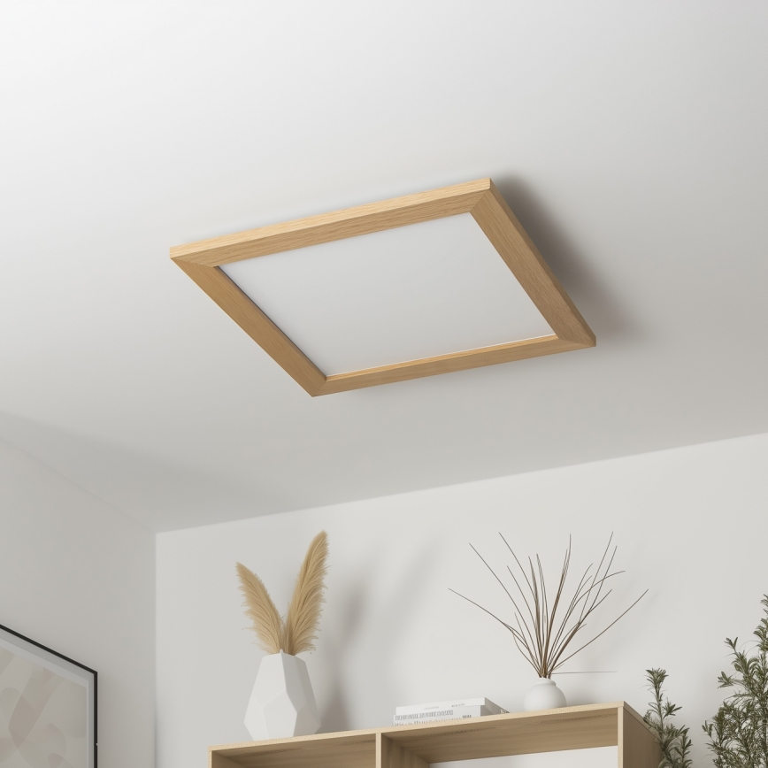 Brilagi - Zatemnjiva LED stropna svetilka SLIMFRAME WOOD LED/36W/230V 49,5x49,5 cm 3000-6000K rjava + daljinski upravljalnik