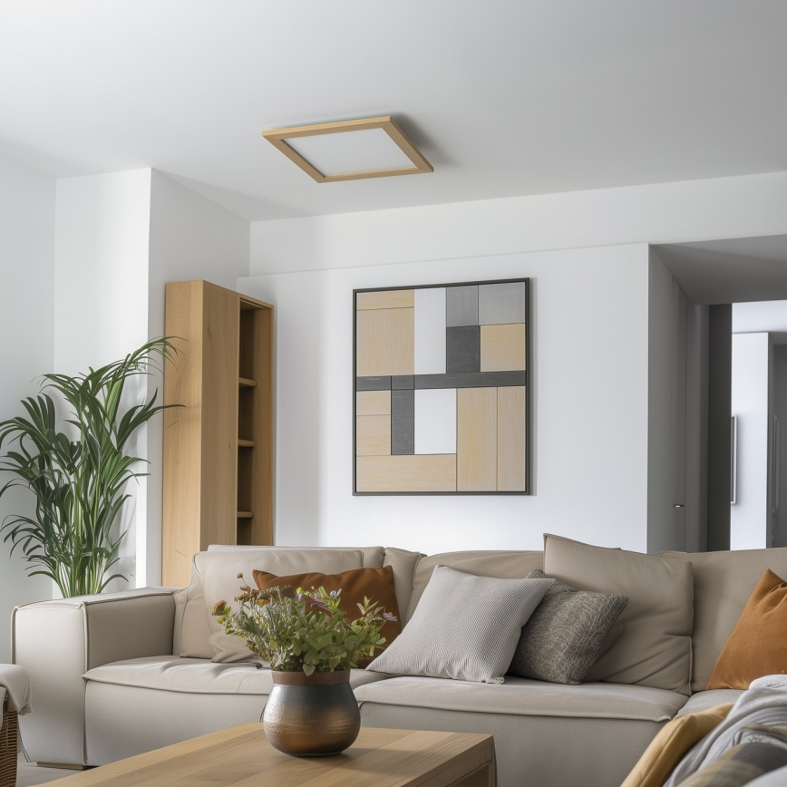 Brilagi - Zatemnjiva LED stropna svetilka SLIMFRAME WOOD LED/36W/230V 49,5x49,5 cm 3000-6000K rjava + daljinski upravljalnik