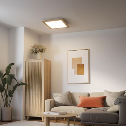 Brilagi - Zatemnjiva LED stropna svetilka SLIMFRAME WOOD LED/36W/230V 49,5x49,5 cm 3000-6000K rjava + daljinski upravljalnik