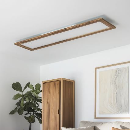 Brilagi - Zatemnjivo stropno svetilo SLIMFRAME WOOD LED/58W/230V 124x33,7 cm 3000-6000K rjava + daljinski upravljalnik