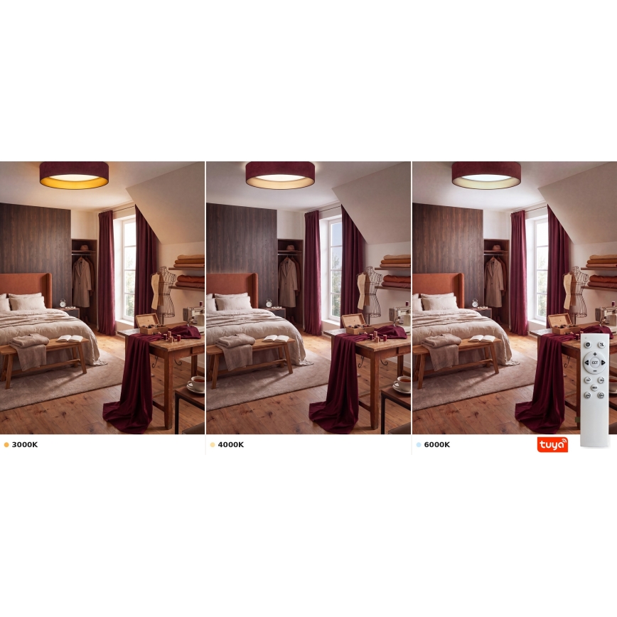 Brilagi - LED zatemnjivo stropno svetilo VELVET SMARTIX STARS LED/36W/230V 3000-6000K premer 55 cm bordo/zlata Wi-Fi Tuya Beacon + daljinski upravljalnik