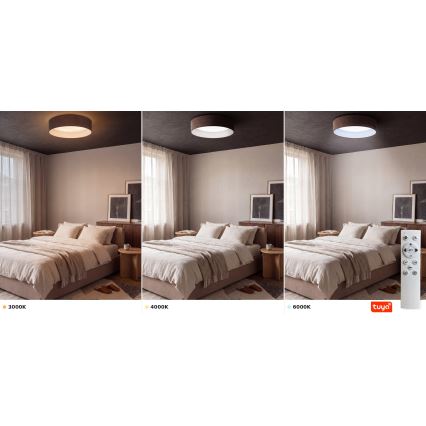 Brilagi - LED zatemnjevalna stropna svetilka VELVET SMARTIX LED/36W/230V 3000-6000K premer 55 cm rjava Wi-Fi Tuya Beacon + daljinski upravljalnik