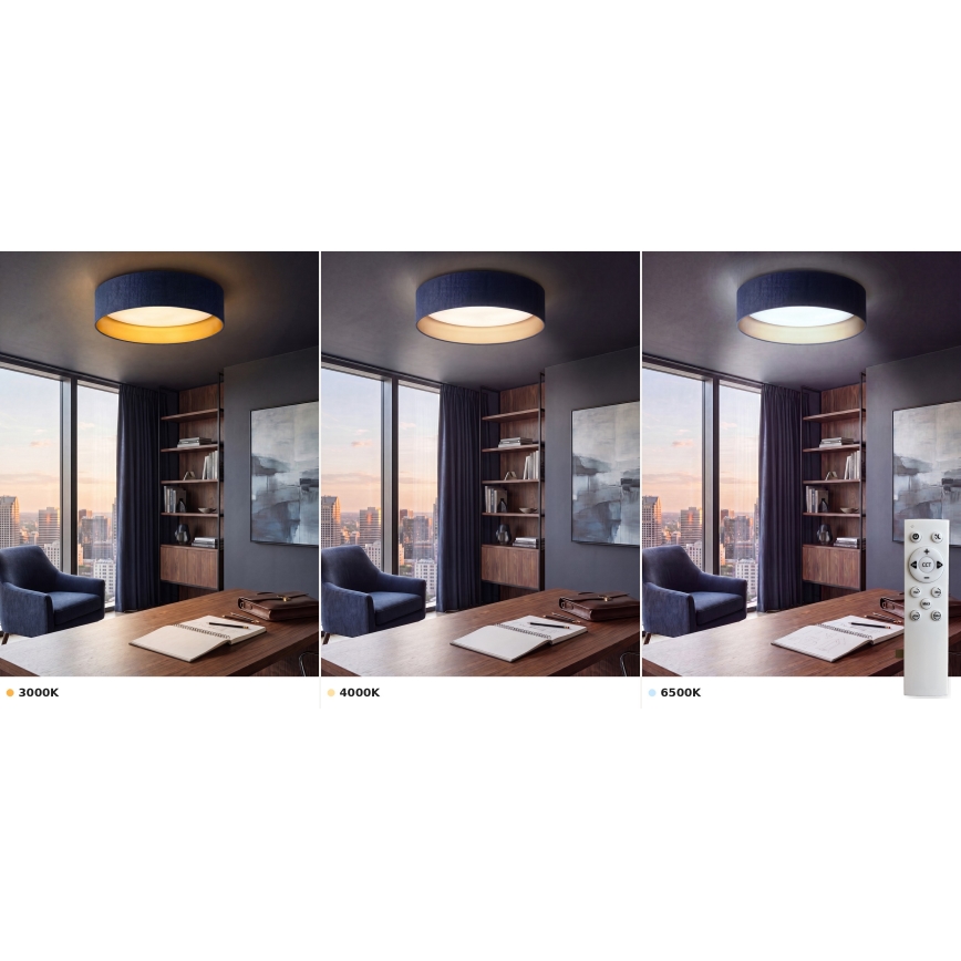 Brilagi - LED zatemnljivo stropno svetilo VELVET SMART VARI LED/24W/230V 3000-6500K premer 45 cm modro/zlato + daljinski upravljalnik