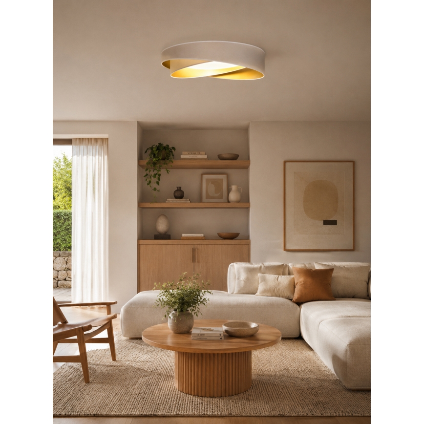 BRILAGI - LED zatemnljivo stropno svetilo VELVET TWIST LED/36W/230V 3000-6000K premer 65 cm Wi-Fi Tuya Beacon bela/zlata + daljinski upravljalnik