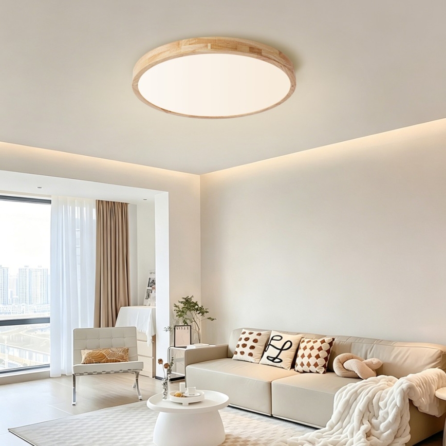 Brilagi - LED zatemnljivo stropno svetilo WOODLINE LED/72W/230V 3000-6000K hrast, premer 60 cm + daljinski upravljalnik