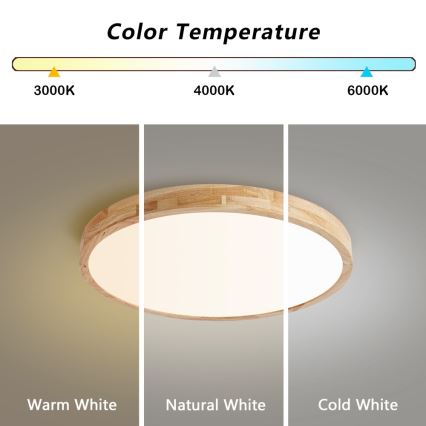 Brilagi - LED zatemnljivo stropno svetilo WOODLINE LED/72W/230V 3000-6000K hrast, premer 60 cm + daljinski upravljalnik