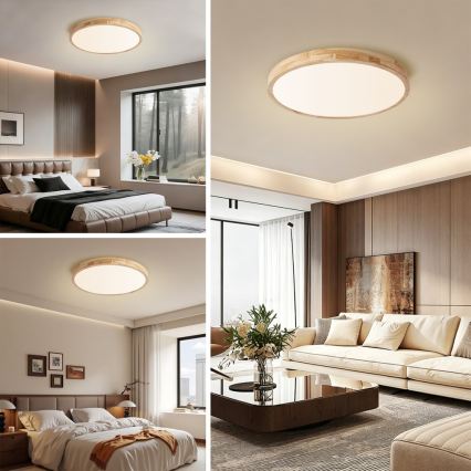 Brilagi - LED zatemnljivo stropno svetilo WOODLINE LED/72W/230V 3000-6000K hrast, premer 60 cm + daljinski upravljalnik