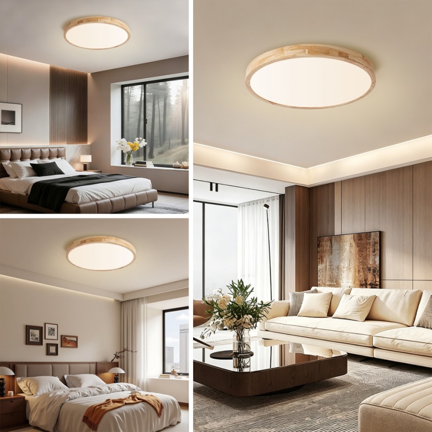 Brilagi - LED zatemnljivo stropno svetilo WOODLINE LED/72W/230V 3000-6000K hrast, premer 60 cm + daljinski upravljalnik