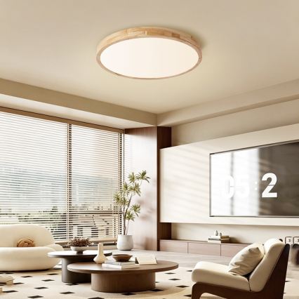 Brilagi - LED zatemnljivo stropno svetilo WOODLINE LED/72W/230V 3000-6000K hrast, premer 60 cm + daljinski upravljalnik