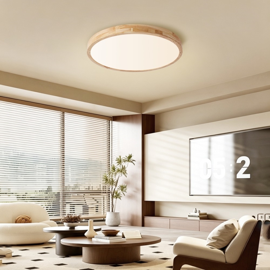 Brilagi - LED zatemnljivo stropno svetilo WOODLINE LED/72W/230V 3000-6000K hrast, premer 60 cm + daljinski upravljalnik