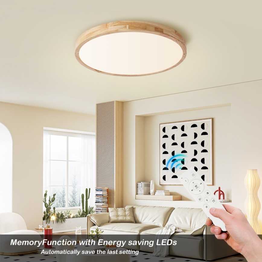 Brilagi - LED zatemnljivo stropno svetilo WOODLINE LED/72W/230V 3000-6000K hrast, premer 60 cm + daljinski upravljalnik