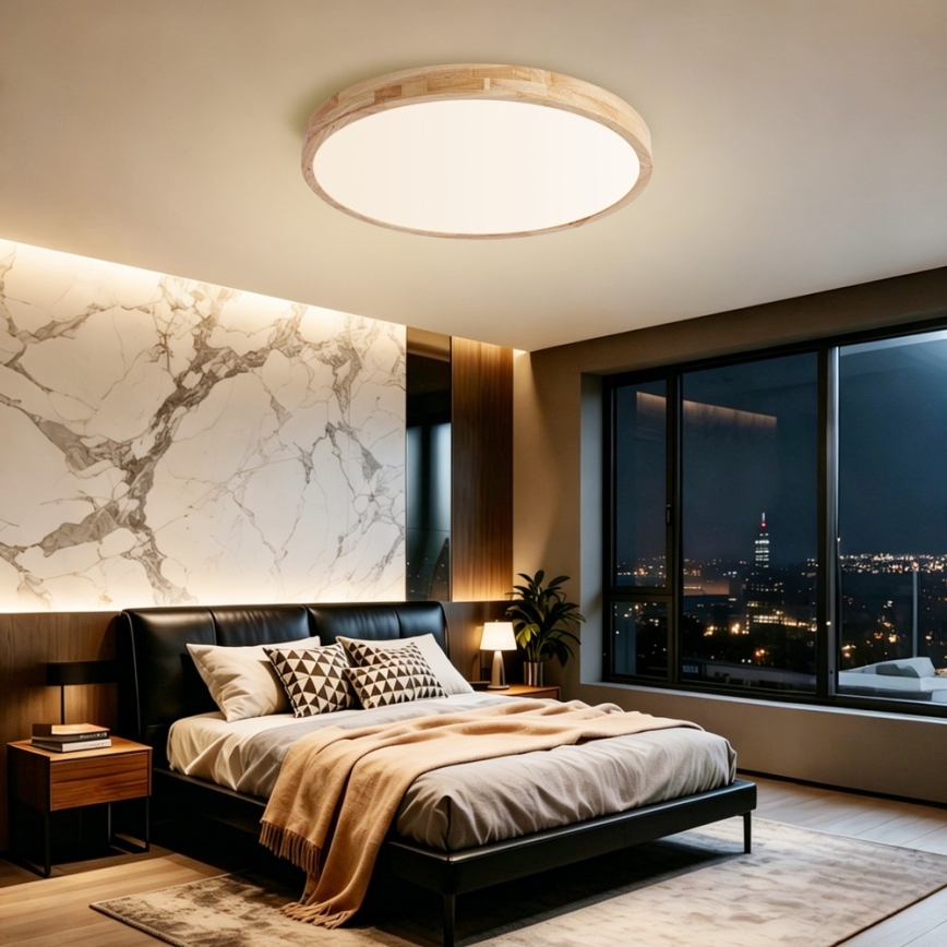Brilagi - LED zatemnljivo stropno svetilo WOODLINE LED/72W/230V 3000-6000K hrast, premer 60 cm + daljinski upravljalnik