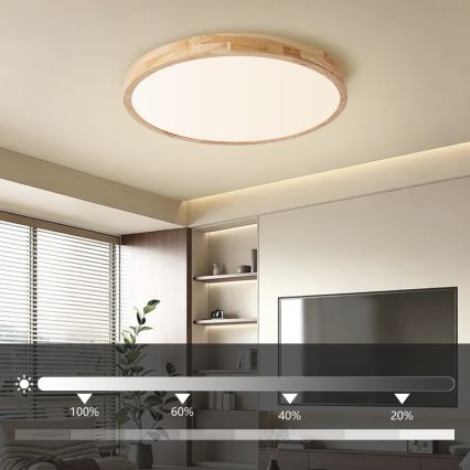 Brilagi - LED zatemnljivo stropno svetilo WOODLINE LED/72W/230V 3000-6000K hrast, premer 60 cm + daljinski upravljalnik