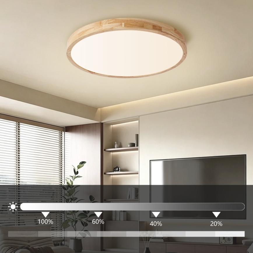 Brilagi - LED zatemnljivo stropno svetilo WOODLINE LED/72W/230V 3000-6000K hrast, premer 60 cm + daljinski upravljalnik