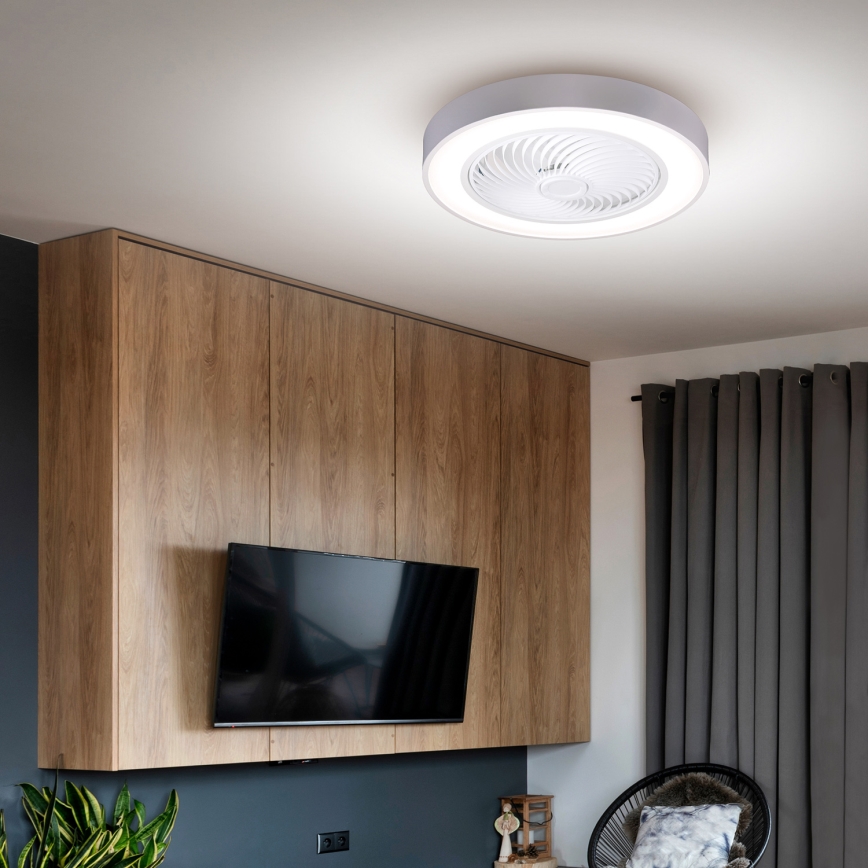 Brilagi - Zatemnjevalna LED stropna svetilka z ventilatorjem LED/30W/230V 3000-6500K premer 50 cm bela + daljinski upravljalnik