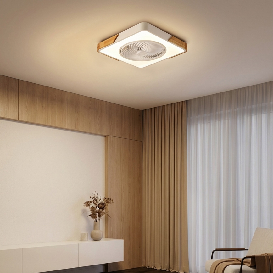 Brilagi - LED zatemnjevalna stropna svetilka s ventilatorjem LED/30W/230V 3000-6500K bela/hrast + daljinski upravljalnik