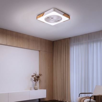 Brilagi - LED zatemnjevalna stropna svetilka s ventilatorjem LED/30W/230V 3000-6500K bela/hrast + daljinski upravljalnik