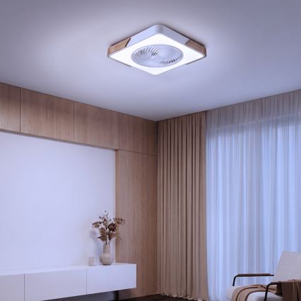 Brilagi - LED zatemnjevalna stropna svetilka s ventilatorjem LED/30W/230V 3000-6500K bela/hrast + daljinski upravljalnik
