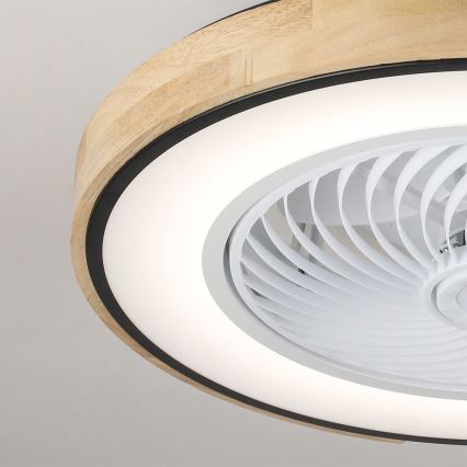 Brilagi - LED stropna svetilka z zatemnjevanjem in ventilatorjem LED/30W/230V 3000-6500K premer 50 cm črna/hrast + daljinski upravljalnik
