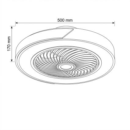 Brilagi - LED stropna svetilka z zatemnjevanjem in ventilatorjem LED/30W/230V 3000-6500K premer 50 cm črna/hrast + daljinski upravljalnik