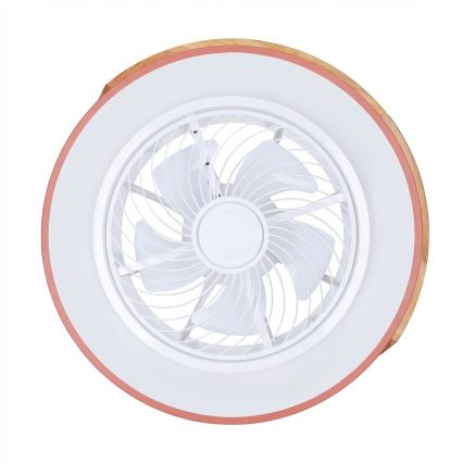 Brilagi - LED zatemnjevalna stropna svetilka z ventilatorjem LED/38W/230V 3000-6500K, premer 50 cm, roza/hrast + z daljinskim upravljalnikom