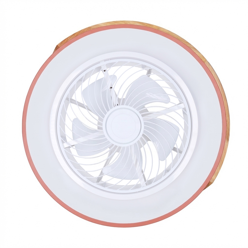 Brilagi - LED zatemnjevalna stropna svetilka z ventilatorjem LED/38W/230V 3000-6500K, premer 50 cm, roza/hrast + z daljinskim upravljalnikom