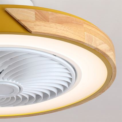 Brilagi - LED zatemnjivo stropno svetilo z ventilatorjem LED/38W/230V 3000-6500K, premer 50 cm, zlato/hrast + daljinski upravljalnik
