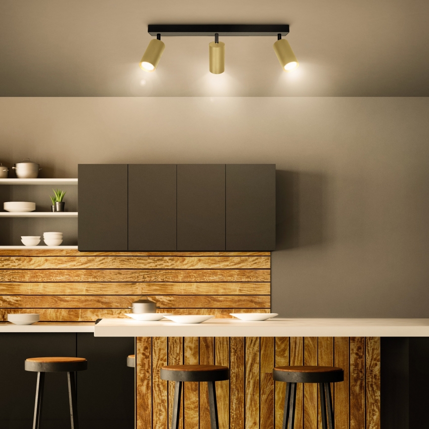 Brilagi - LED RGBW zatemnljivo točkovno svetilo SELE GOLDEN 3xGU10/4,8W/230V 3000K črna/zlata + daljinski upravljalnik
