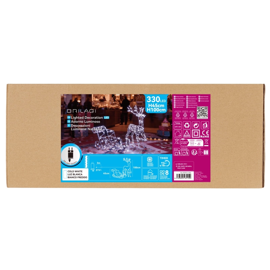 BRILAGI - LED Zunanja božična dekoracija LED/3,6W/8 funkcij 100 cm IP44 hladna bela