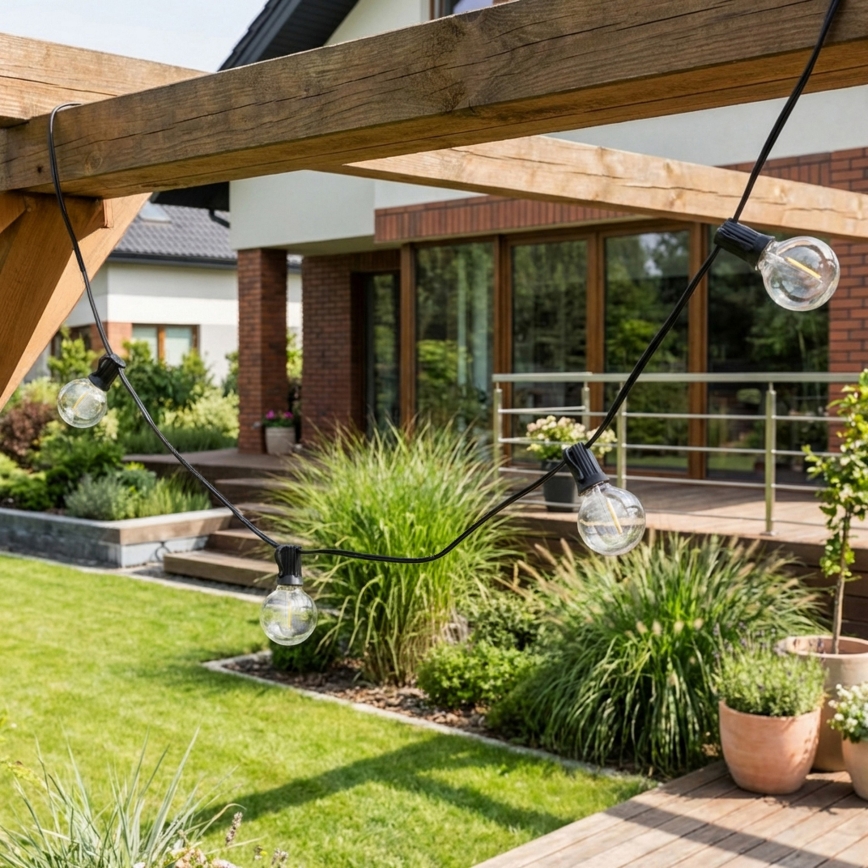 Brilagi - LED zunanji dekorativni niz GIRLANDA 10xE12/0,6W/230V 8m črna IP44 topla bela