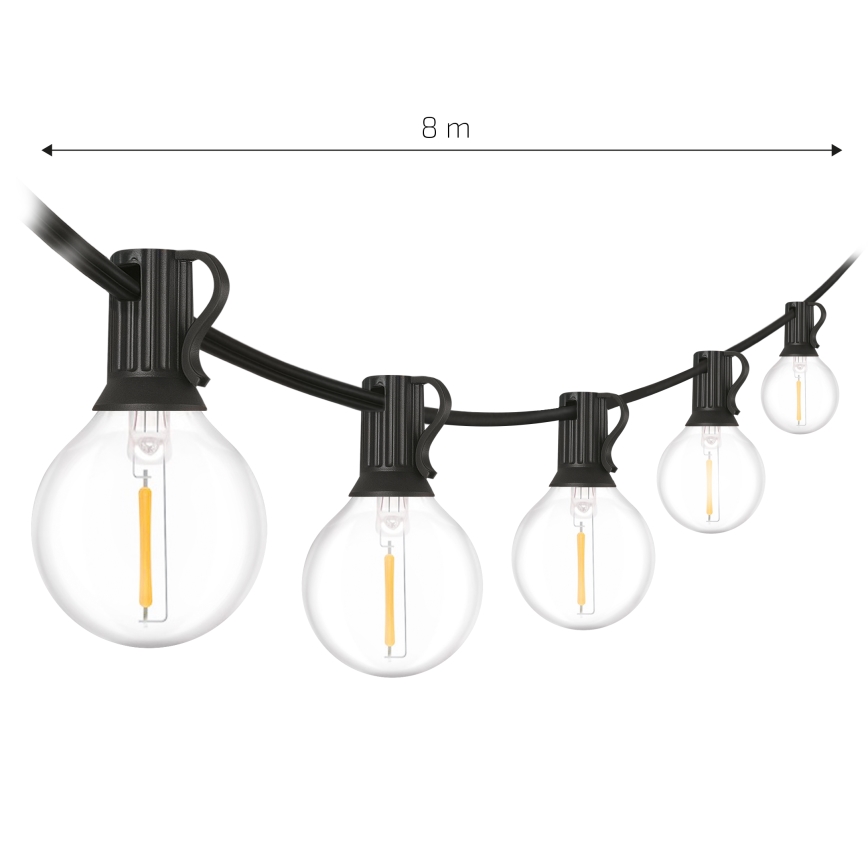 Brilagi - LED zunanji dekorativni niz GIRLANDA 10xE12/0,6W/230V 8m črna IP44 topla bela