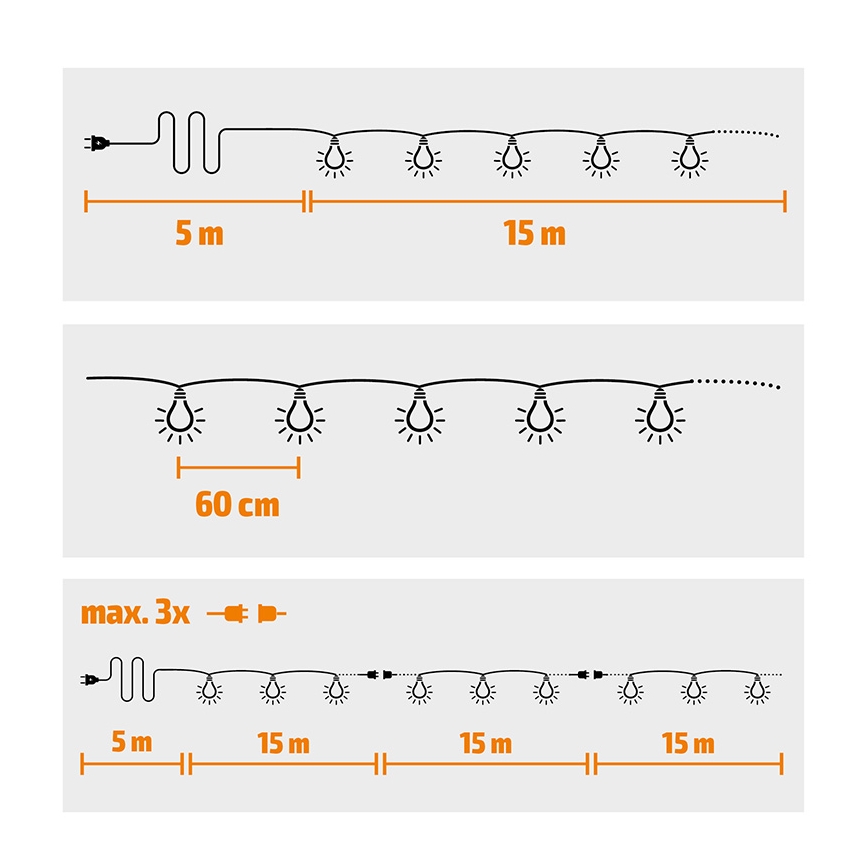 Brilagi - LED Zunanja dekorativna veriga GARLAND 25xE12 20m bela IP44 topla bela