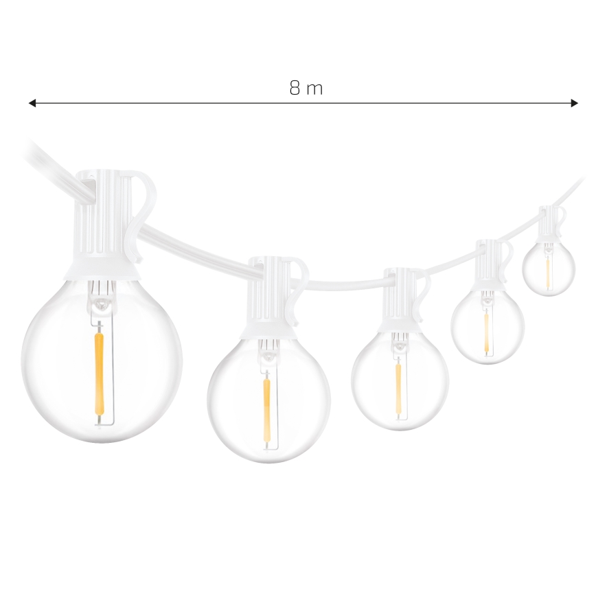 Brilagi - LED zunanja okrasna girlanda GIRLANDA, 10xE12/0,6W/230V, 8m, bela, IP44, topla bela