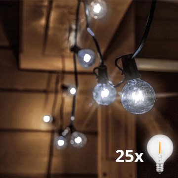 Brilagi - LED zunanja dekorativna veriga GIRLANDA 25xE12/0,8W/24V 20 m IP44 hladna bela