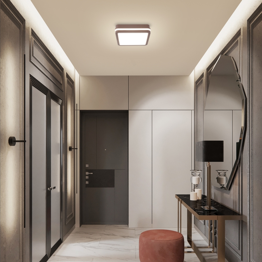 Brilagi - LED zunanja stropna svetilka s senzorjem BENE LED/18W/230V 21,5x21,5 cm rjava IP54