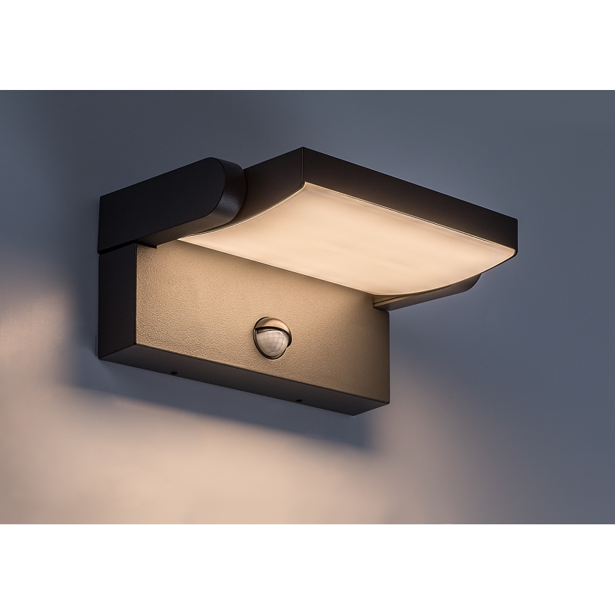 BRILAGI - LED zunanja stenska svetilka s senzorjem gibanja in senzorjem mraka ANKLE LED/12W/230V IP65 črna