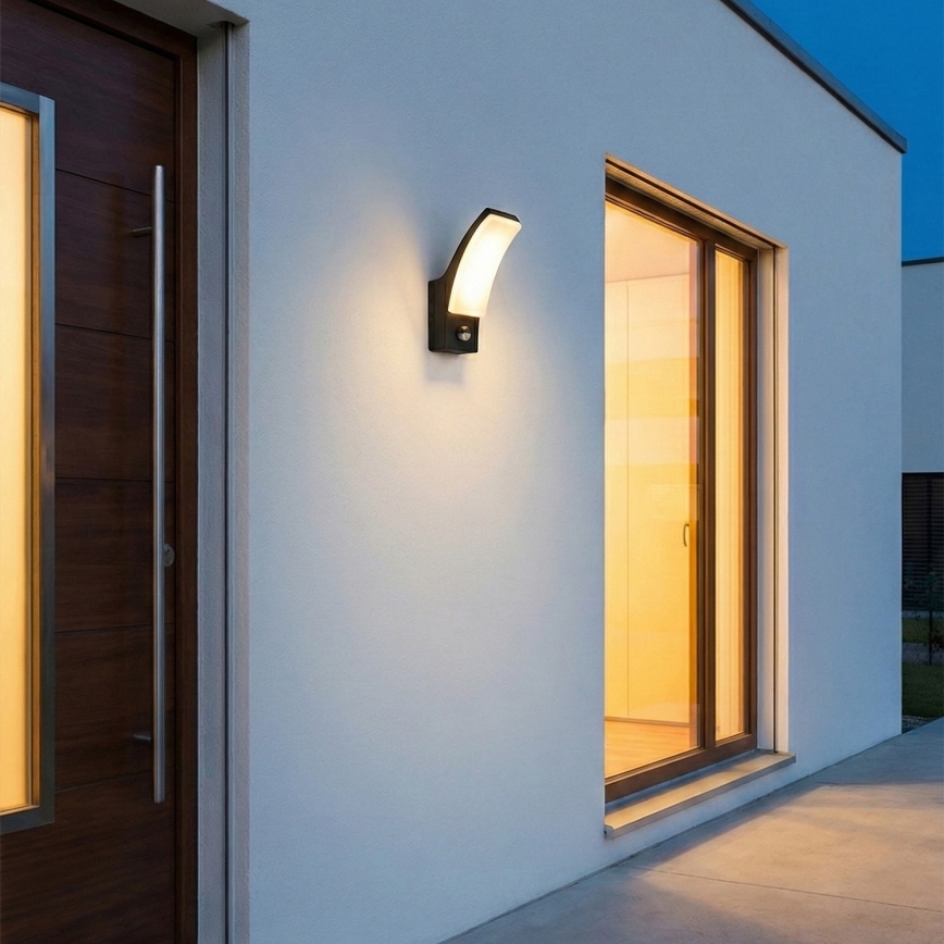 BRILAGI - LED zunanja stenska svetilka z senzorjem gibanja in mraka ARCELO LED/12W/230V IP65 črna