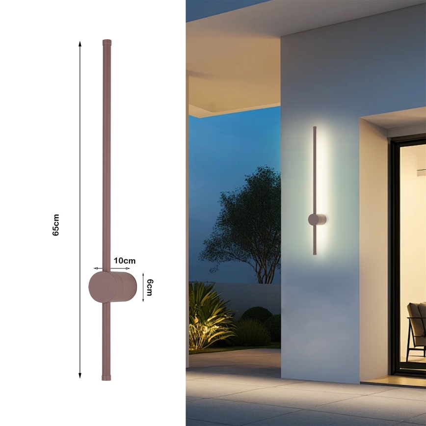Brilagi - LED zunanje stensko svetilo AURA LED/12W/230V 3000K IP54 65 cm rjavo CRI 90