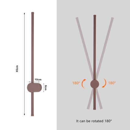Brilagi - LED zunanje stensko svetilo AURA LED/12W/230V 3000K IP54 65 cm rjavo CRI 90