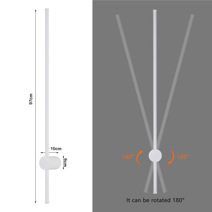Brilagi - LED zunanja stenska svetilka AURA LED/20W/230V 3000K IP54 97 cm bela CRI 90