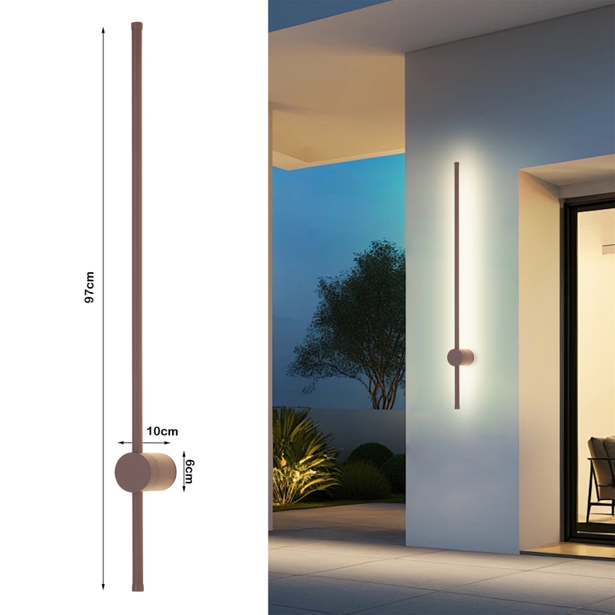 Brilagi - LED zunanja stenska svetilka AURA LED/20W/230V 3000K IP54 97 cm rjava CRI 90